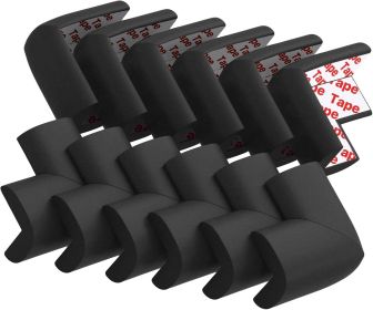12 Pack Soft Corner Protector Baby Proofing Edge and Corner Guards, Safety Pre-Taped Rubber Foam Furniture Bumper for Fireplace, Table, Stair