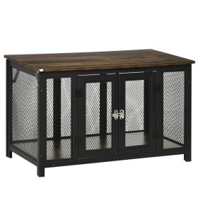 PawHut Furniture Style Dog Crate with Openable Top, Big Dog Crate End Table, Puppy Crate for Small Dogs Indoor, Spacious Interior, Pet Kennel, Br