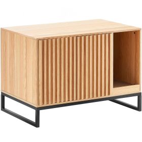 Cat Litter Box Enclosure, Hidden Litter Box Furniture, Wooden Cat Washroom Indoor with 2 Doors & Study Metal Legs