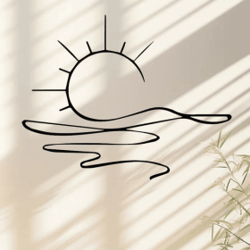 Minimalist Sunrise Wall Art - Modern Metal Iron Wall Decor, Abstract Sun Line Design For Home , Elegant Housewarming & Wedding Gift, Versatile Fo (Option: Black)